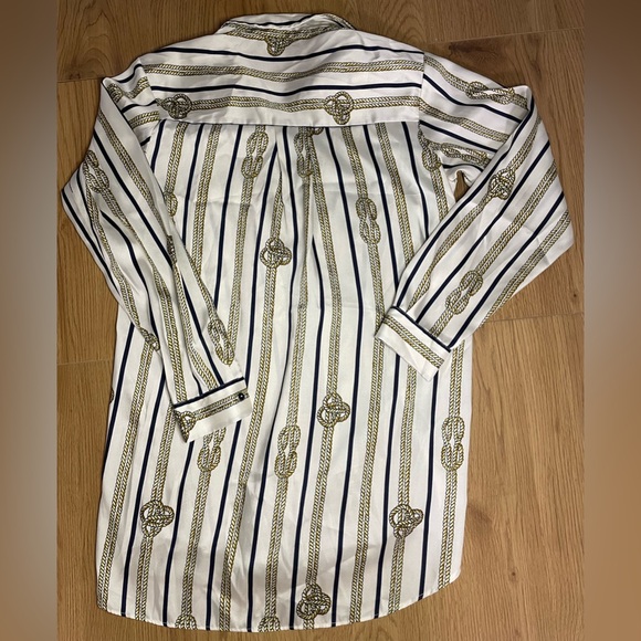 Zara rope printed long sleeve blouse White and Gold Striped - Picture 4 of 7